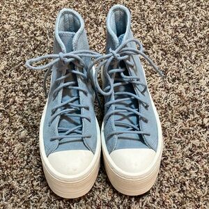 Blue platformed converses